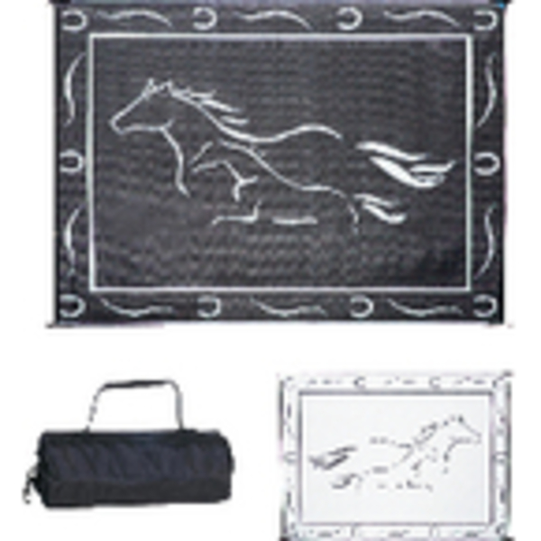 Mings Mark Reversible Mat; Black/White; Galloping Horses; 8Ft x 18Ft GH8181